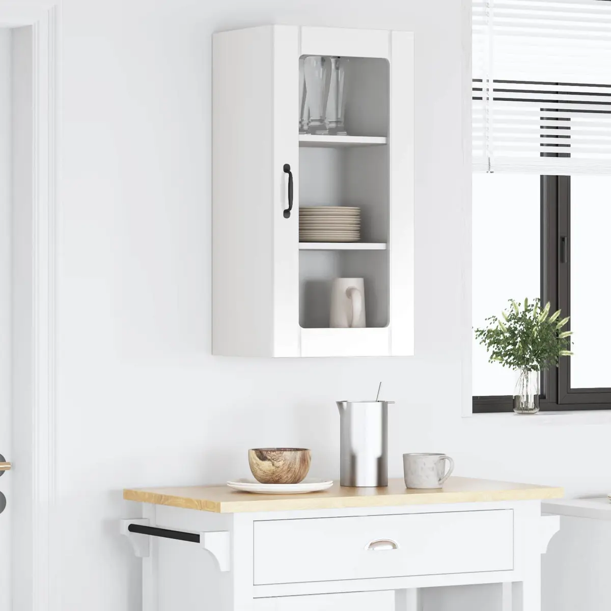 Wall-Mounted High Gloss White Kitchen Cabinet