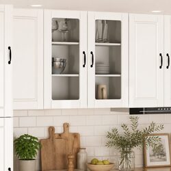 Wall-Mounted Kitchen Cabinet 2-Piece High Gloss White Storage Shelving Unit
