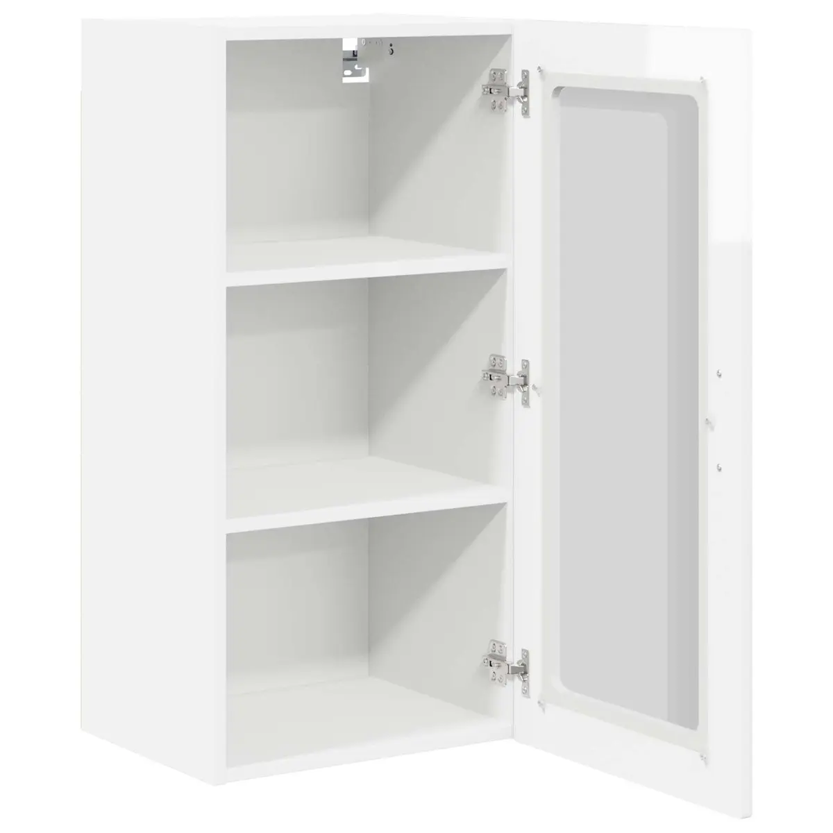 Wall-Mounted Kitchen Cabinet 2-Piece High Gloss White Storage Shelving Unit