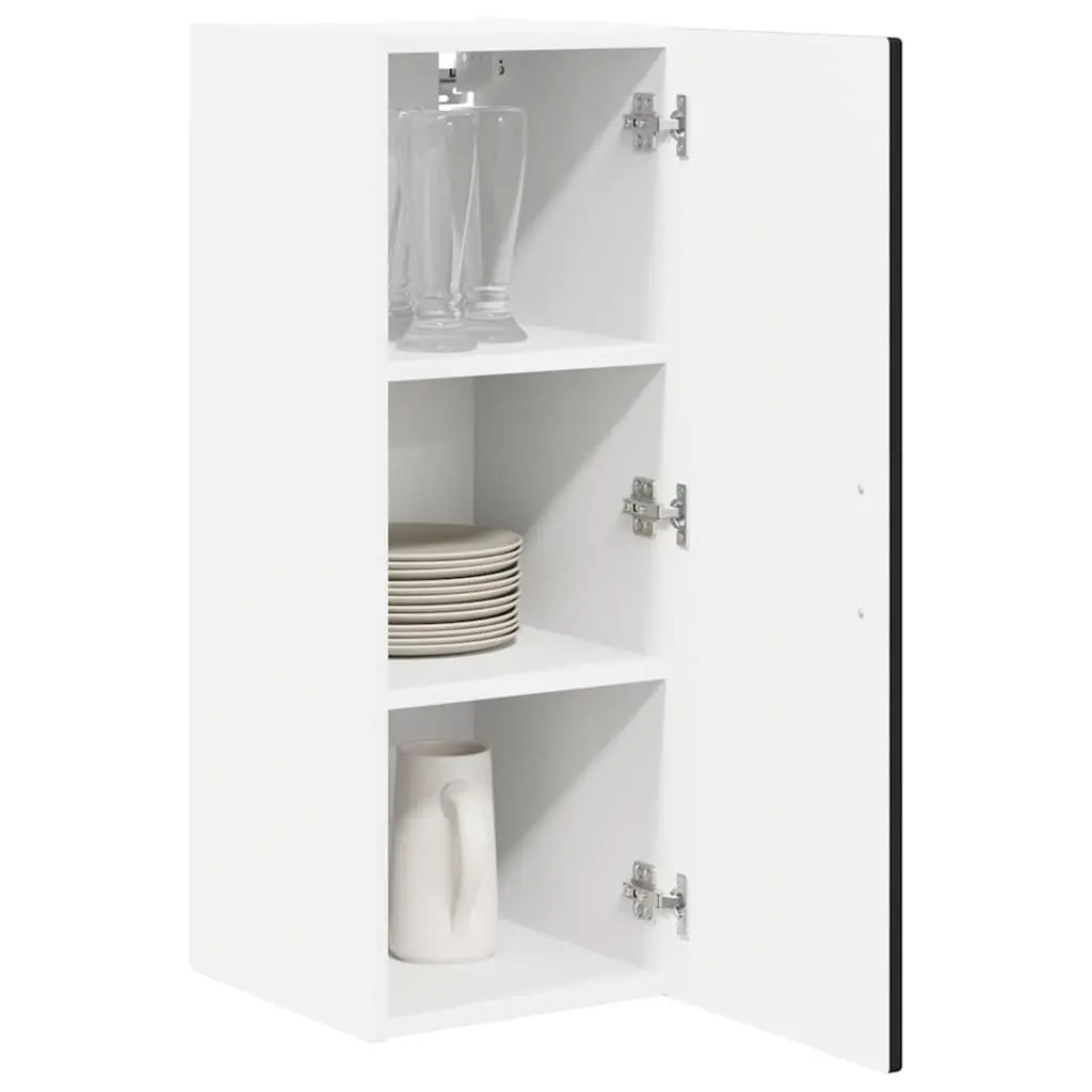 Kitchen Wall Cabinet Black Engineered Wood 30x31x80cm Modern Storage with Shelves