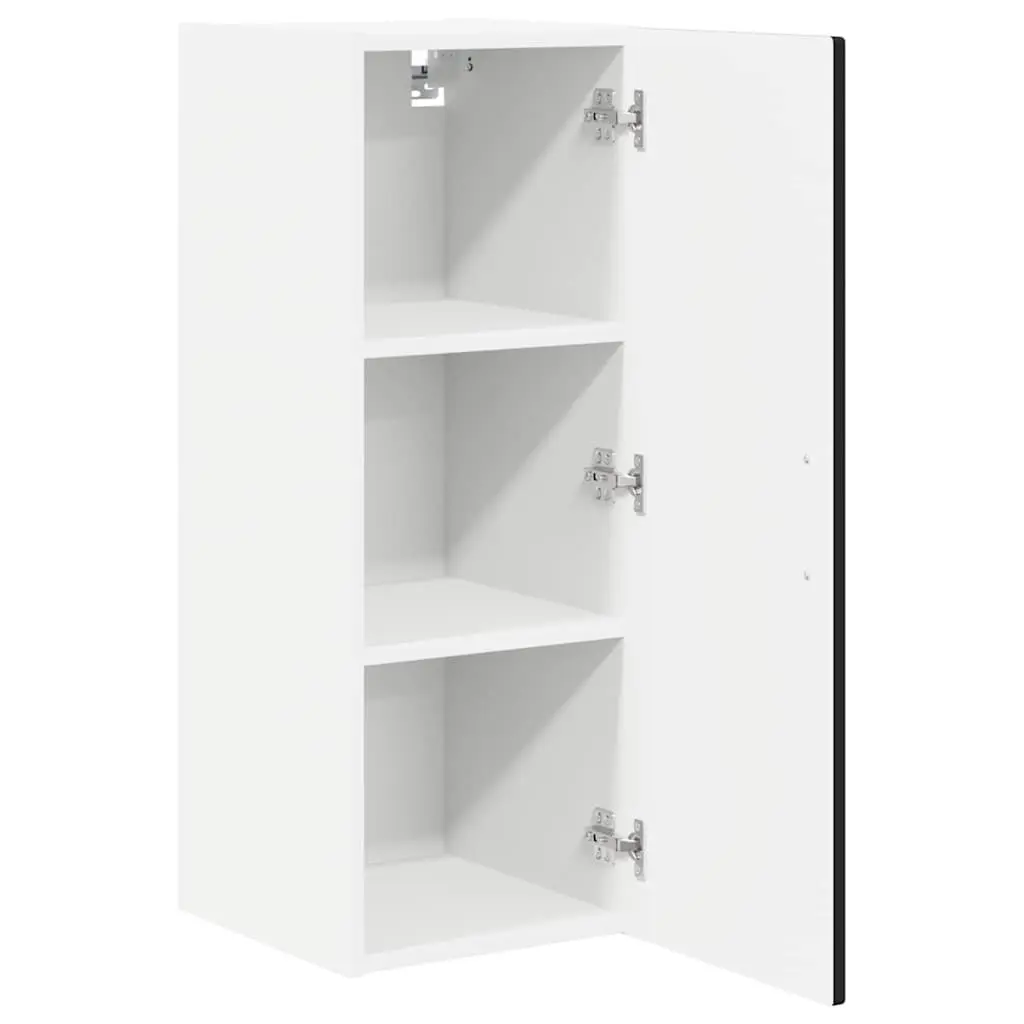 Kitchen Wall Cabinet Black Engineered Wood 30x31x80cm Modern Storage with Shelves