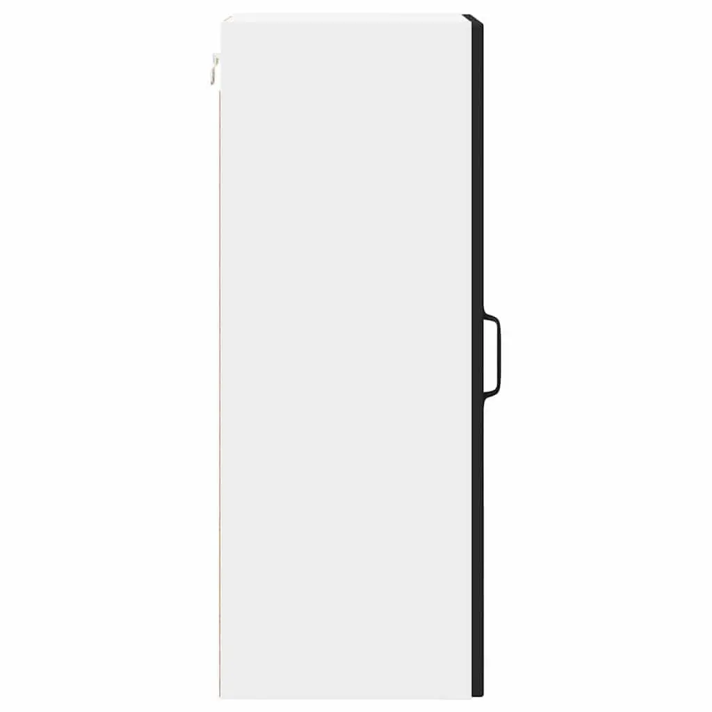 Kitchen Wall Cabinet Black Engineered Wood 30x31x80cm Modern Storage with Shelves