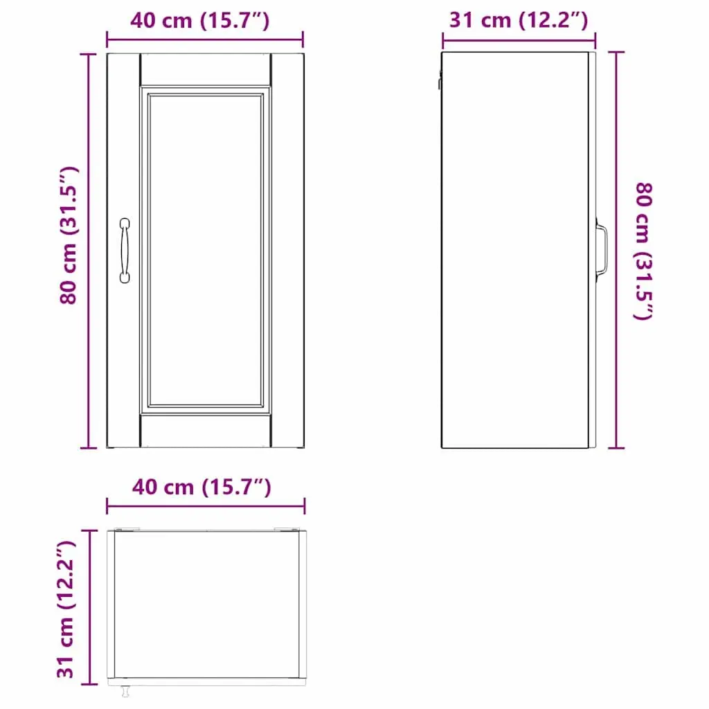 Wall-Mounted Kitchen Cabinet 40x31x80cm in White