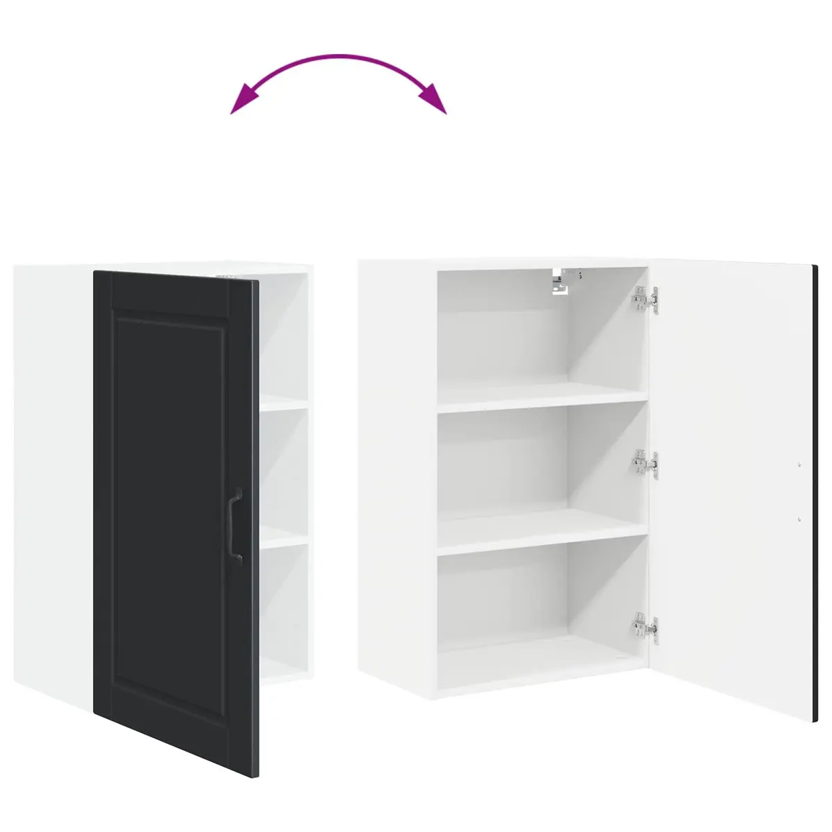 50x31x80cm Black Engineered Wood Kitchen Wall Cabinet