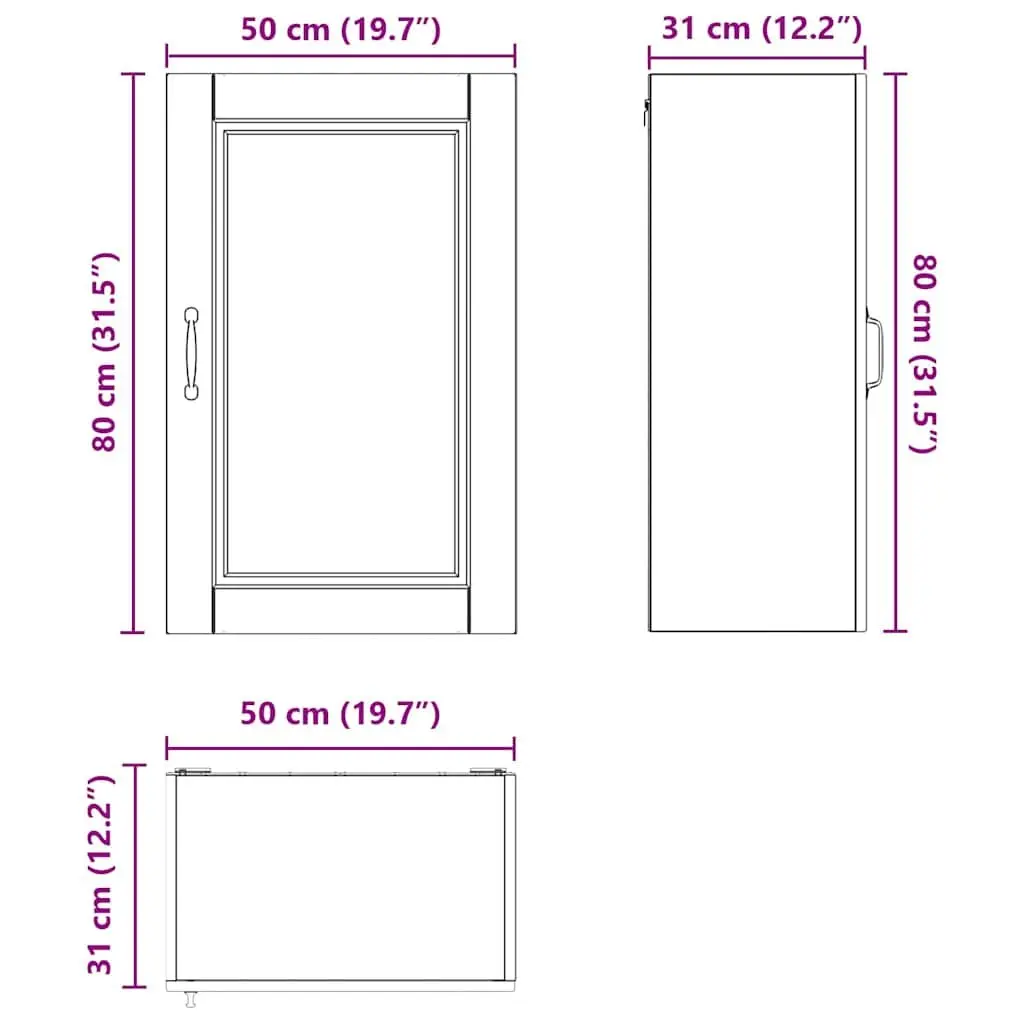 50x31x80cm Black Engineered Wood Kitchen Wall Cabinet