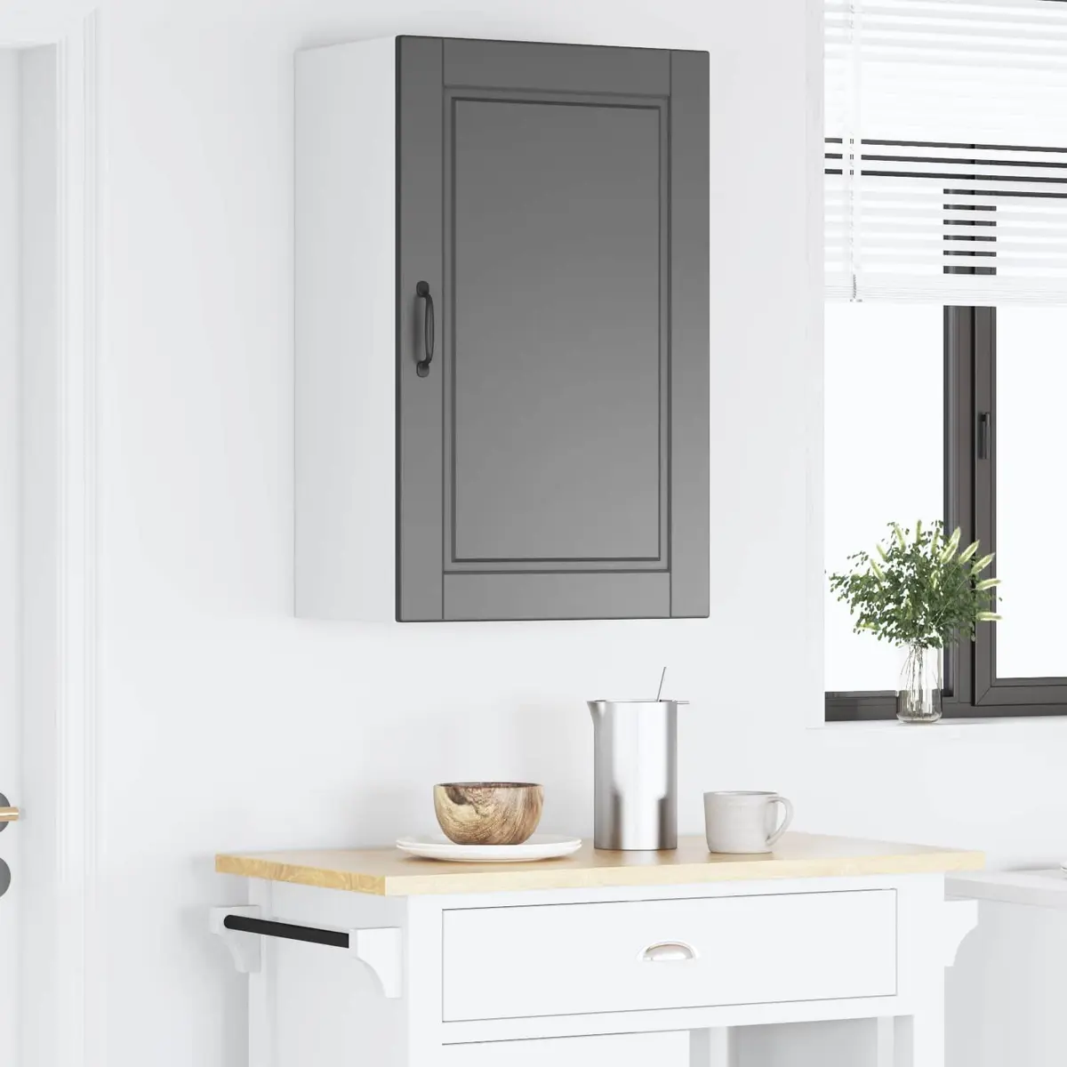 50x31x80cm Black Engineered Wood Kitchen Wall Cabinet