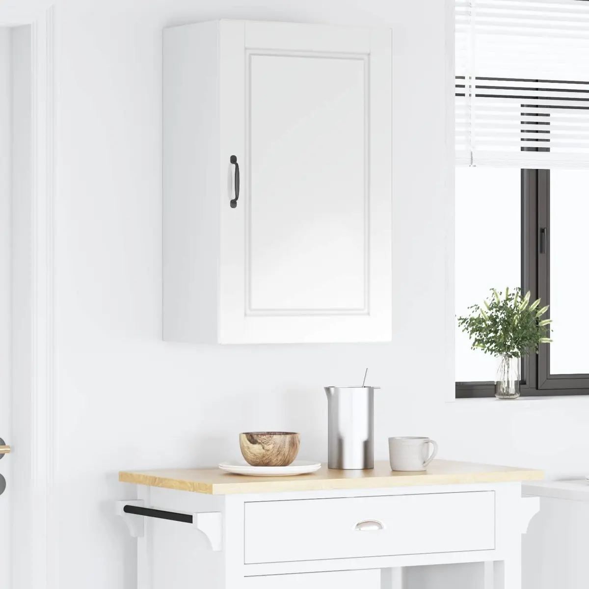 Wall Cabinet White High Gloss Kitchen Storage Shelves Compartments 50 x 31 x 80