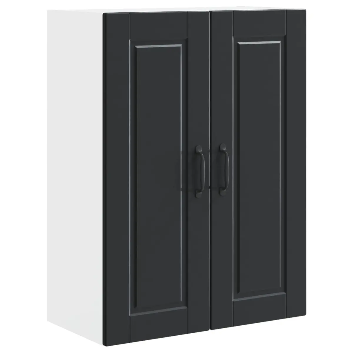 Wall Cabinet Kitchen Storage Black Engineered Wood 60x31x80cm Shelves