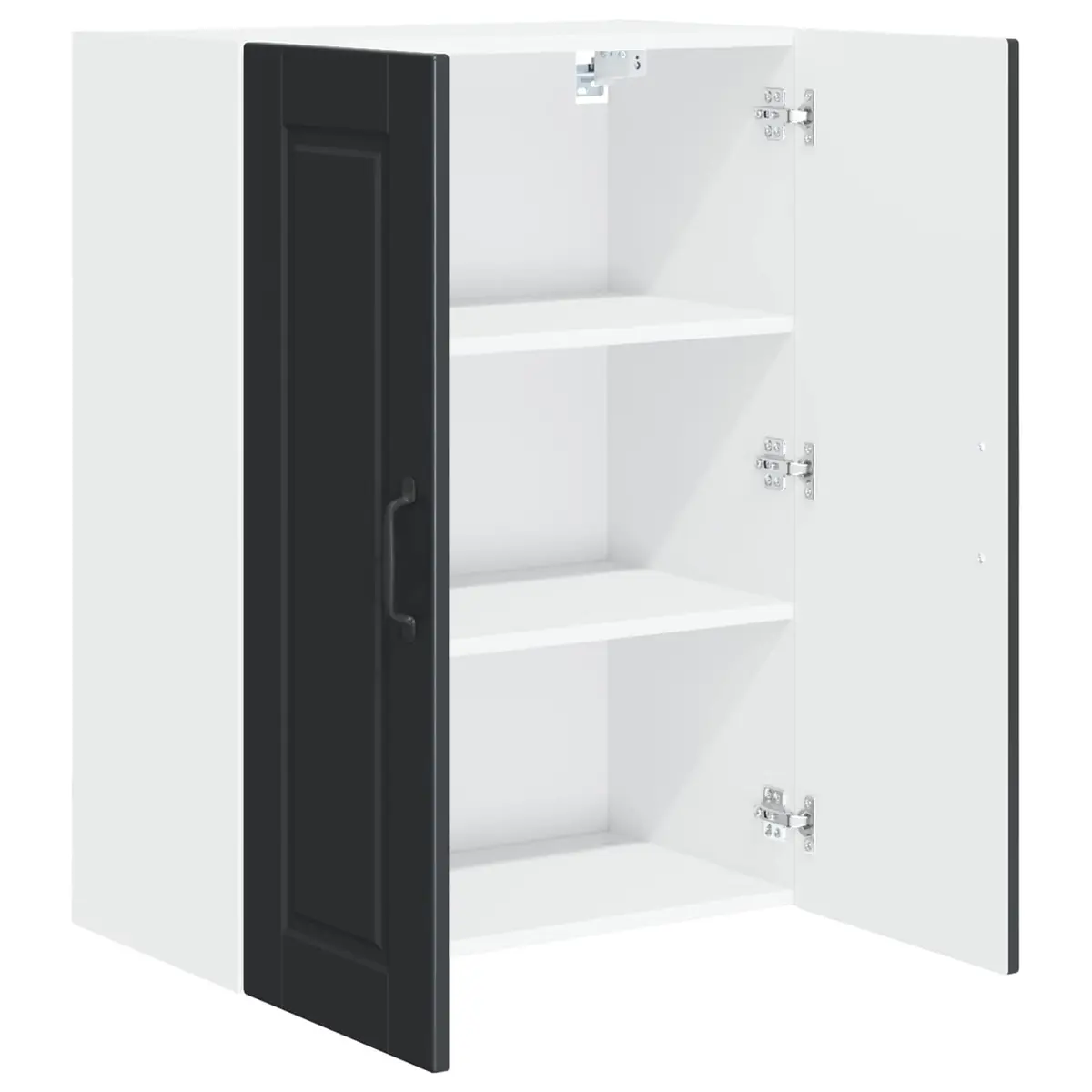 Wall Cabinet Kitchen Storage Black Engineered Wood 60x31x80cm Shelves