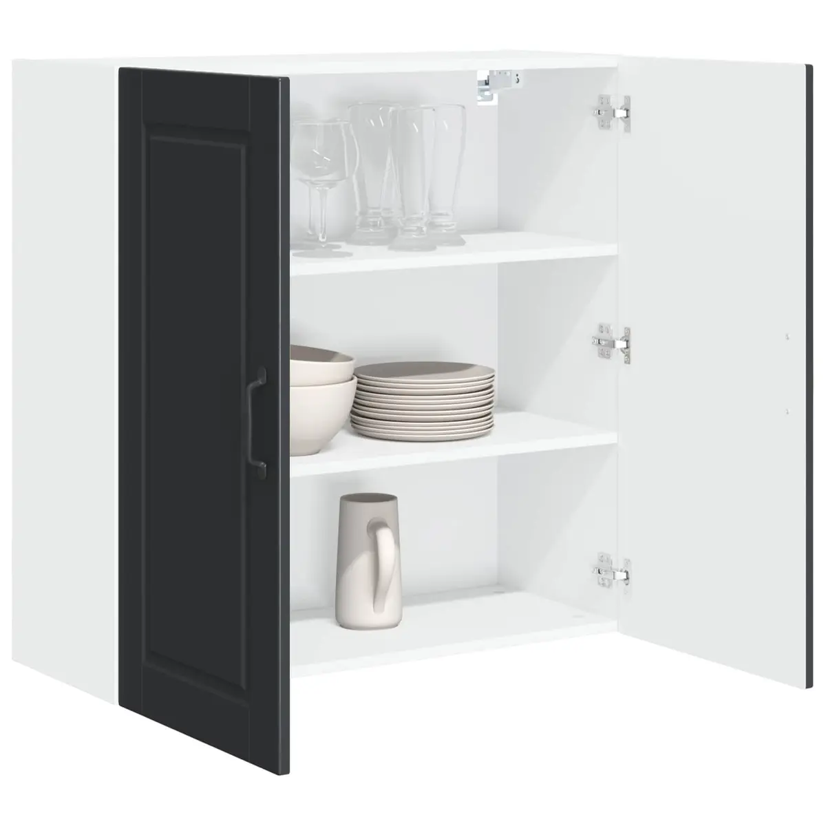 Wall Cabinet Kitchen Storage Black Engineered Wood 80x31x80cm