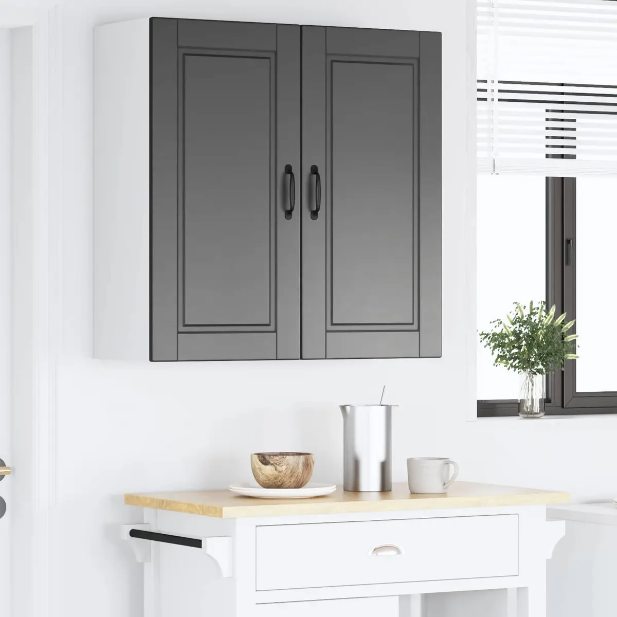 Wall Cabinet Kitchen Storage Black Engineered Wood 80x31x80cm