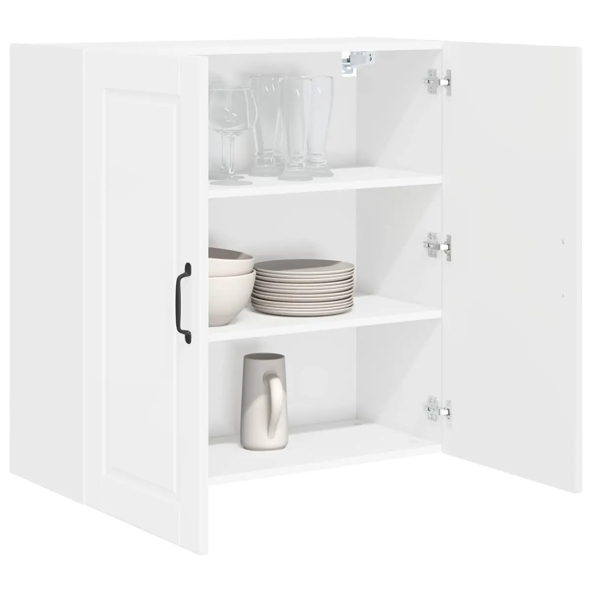 Wall Cabinet Kitchen Storage High Gloss White Engineered Wood Modern 80x31x80cm