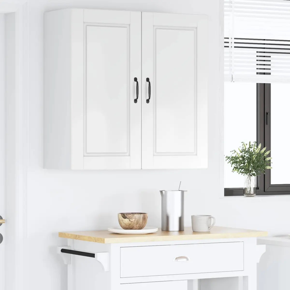 Wall Cabinet Kitchen Storage High Gloss White Engineered Wood Modern 80x31x80cm