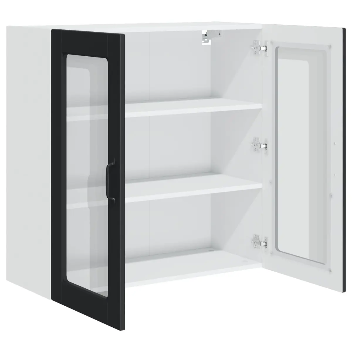 Wall Glass Cabinet Kitchen Storage Black 80x31x80cm
