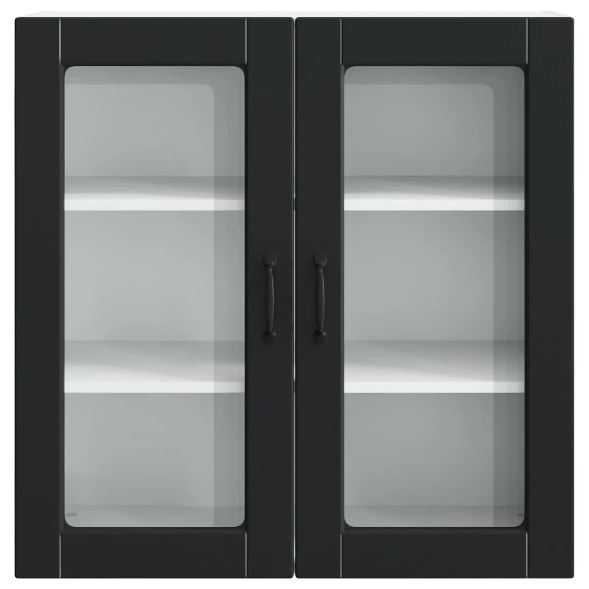 Wall Glass Cabinet Kitchen Storage Black 80x31x80cm