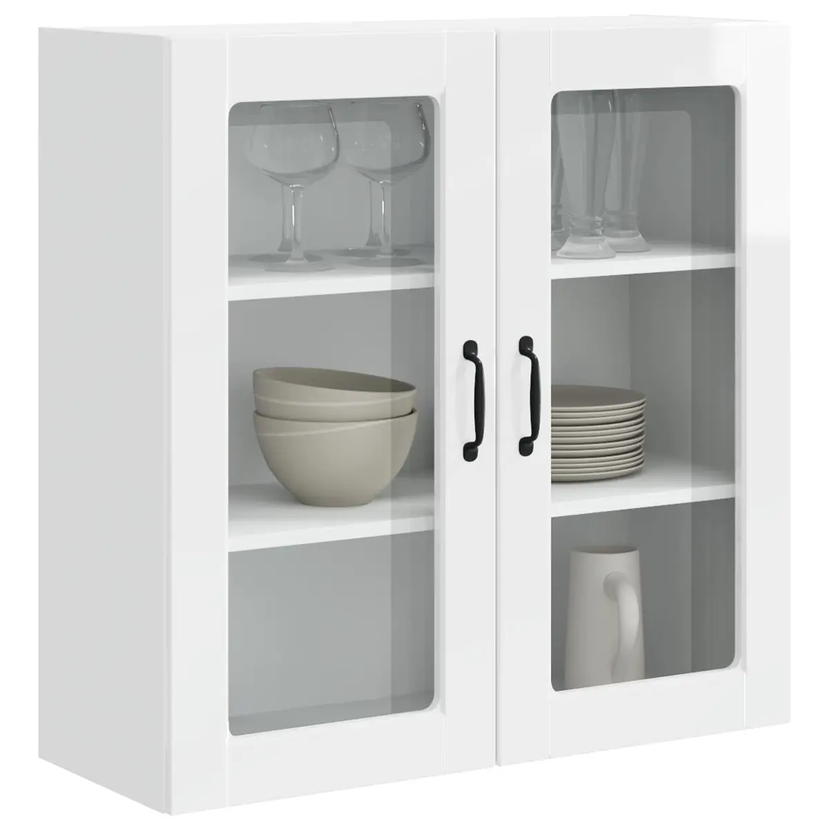 Wall Glass Cabinet in High Gloss White