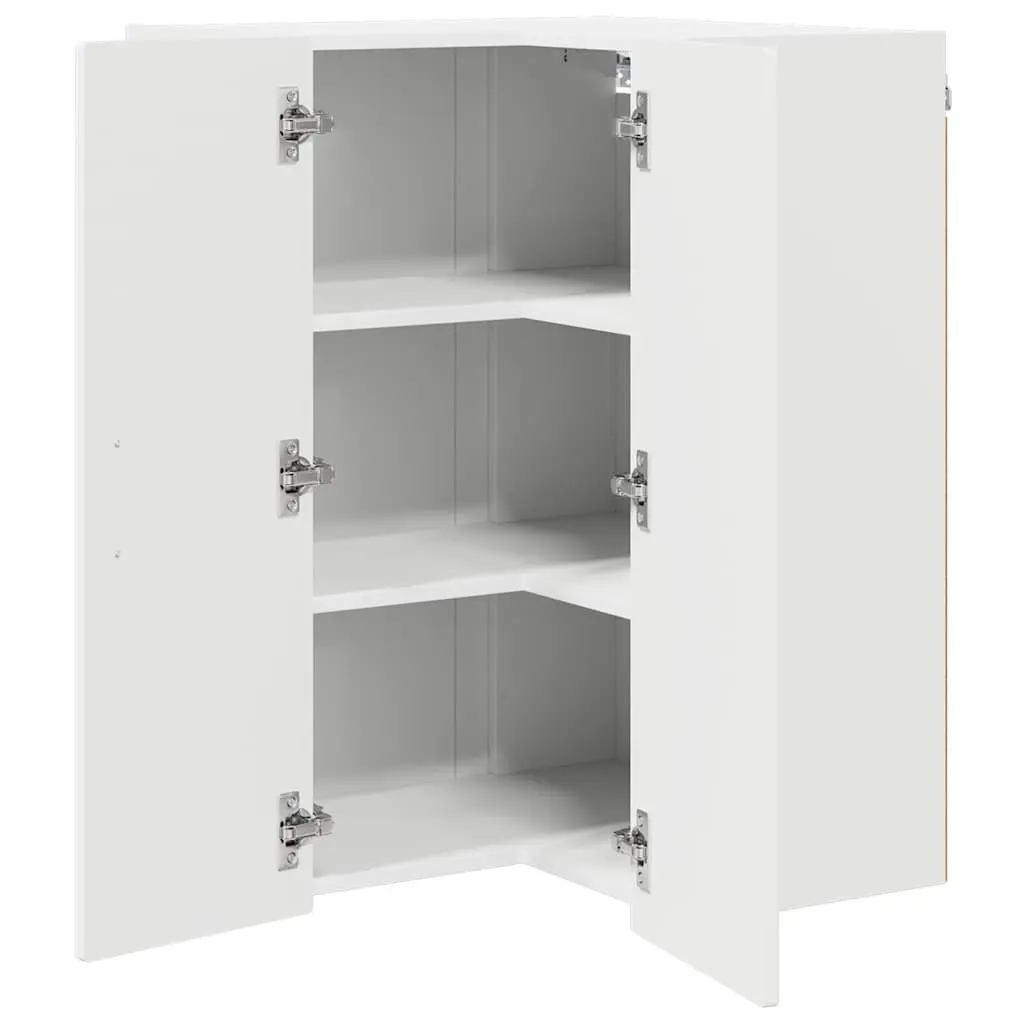 Wall Corner Kitchen Cabinet White 57x57x80cm Storage Shelves Compartments