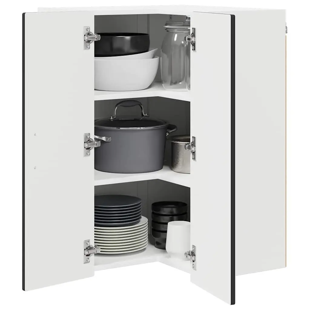 Wall Corner Kitchen Cabinet Black 57x57x80cm