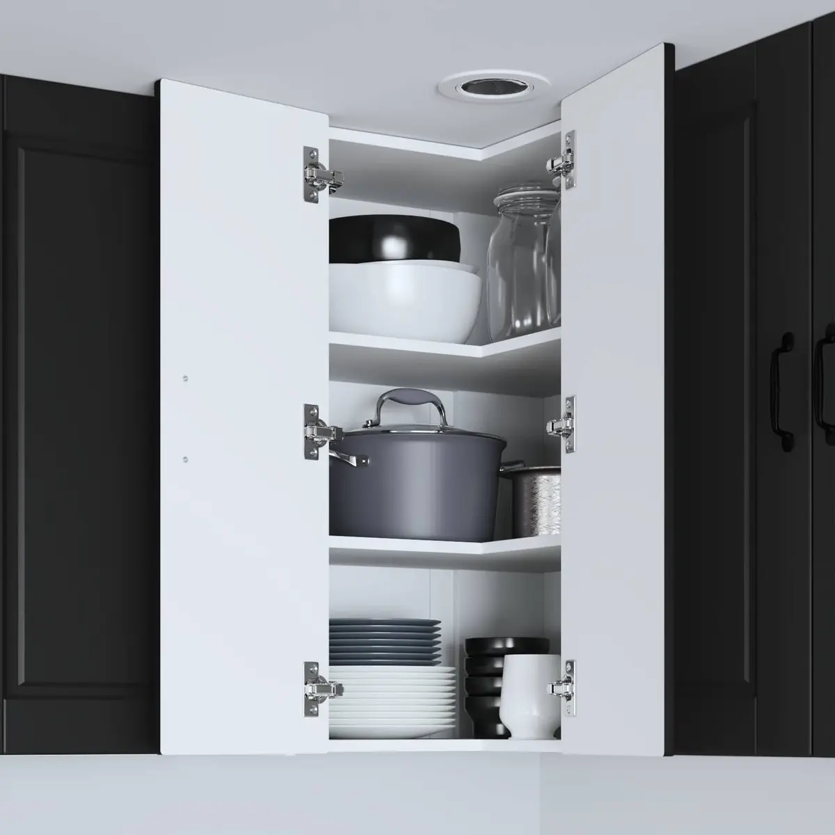 Wall Corner Kitchen Cabinet Black 57x57x80cm