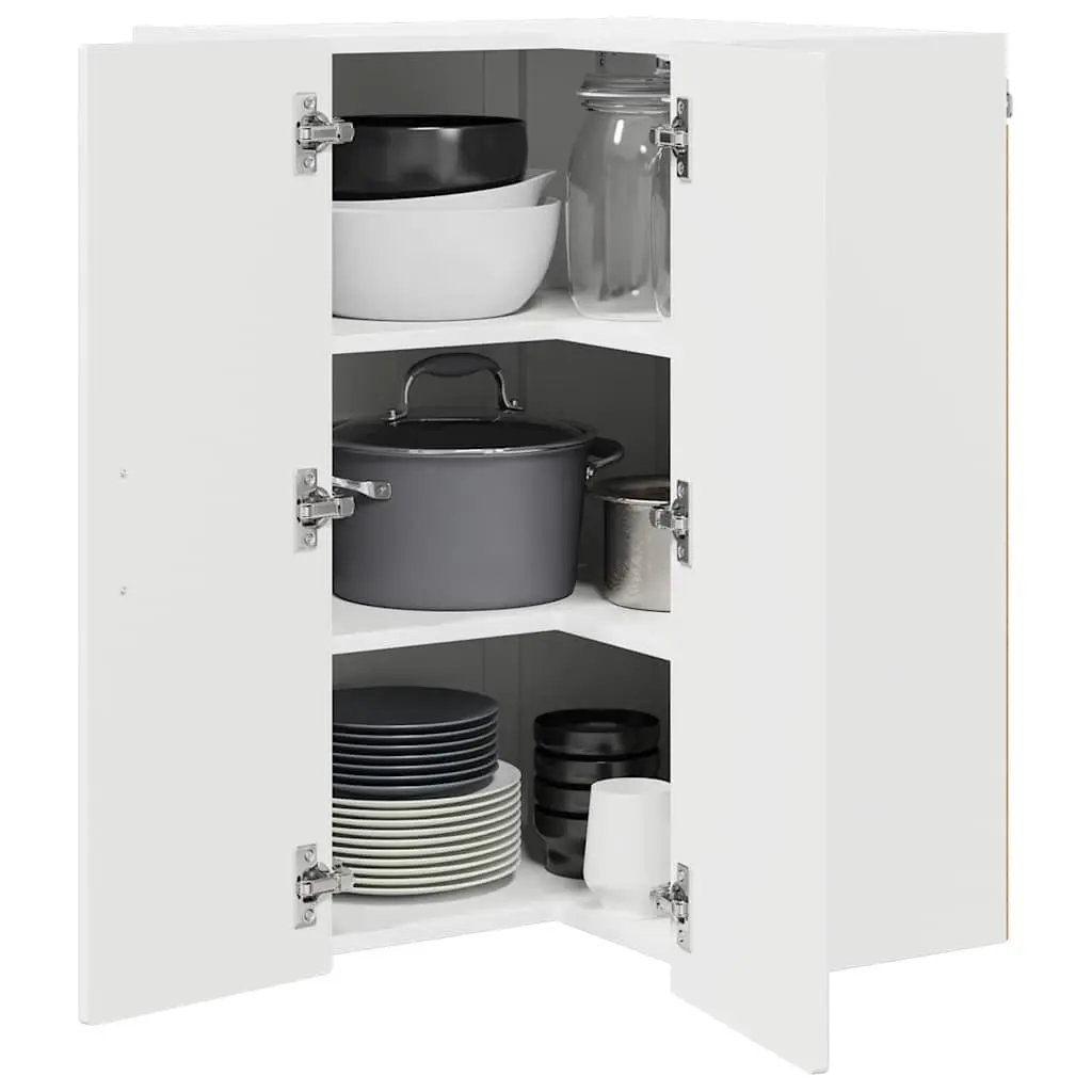 Wall Corner Cabinet High Gloss White 57 x 57 x 80 cm Kitchen Storage Cupboard