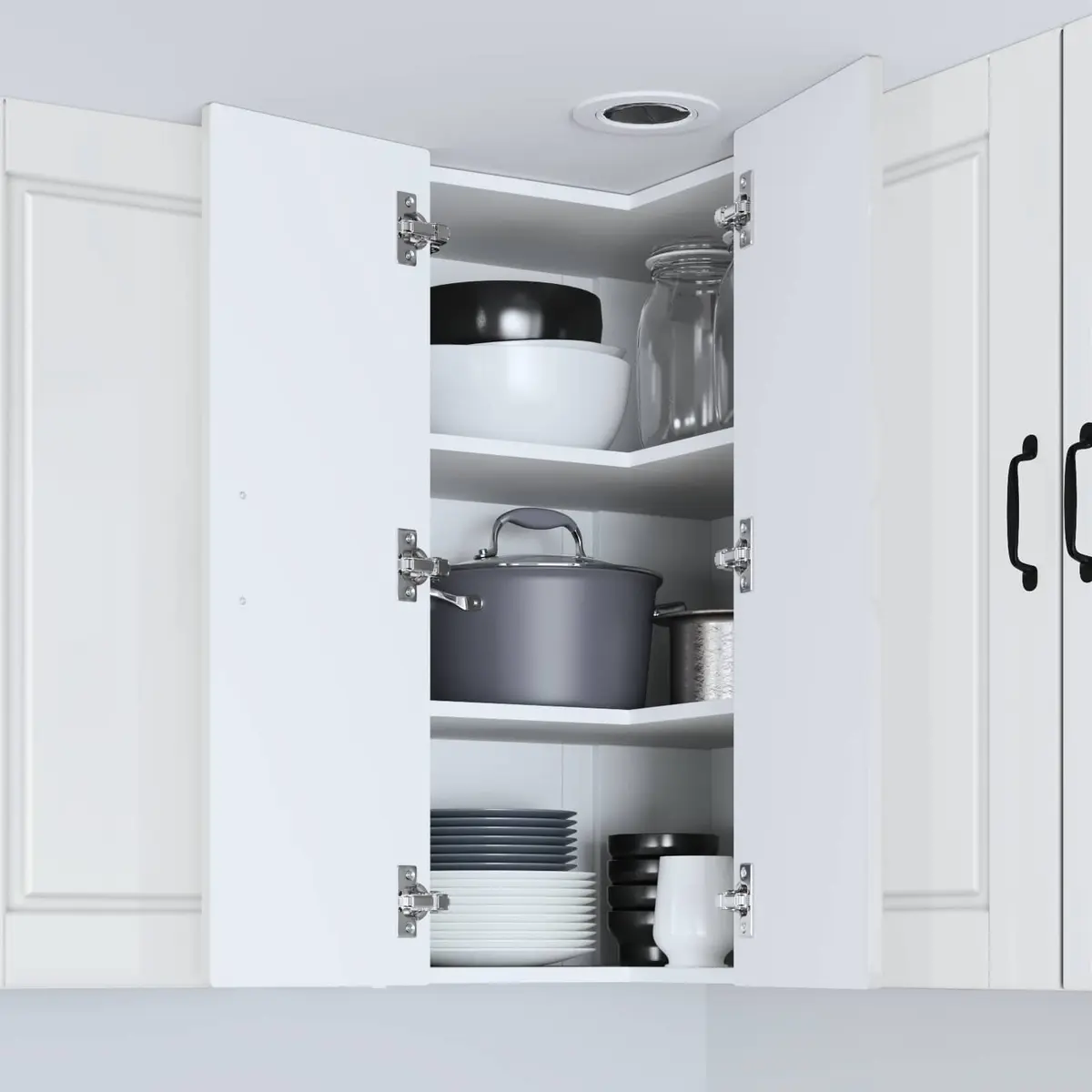 Wall Corner Cabinet High Gloss White 57 x 57 x 80 cm Kitchen Storage Cupboard