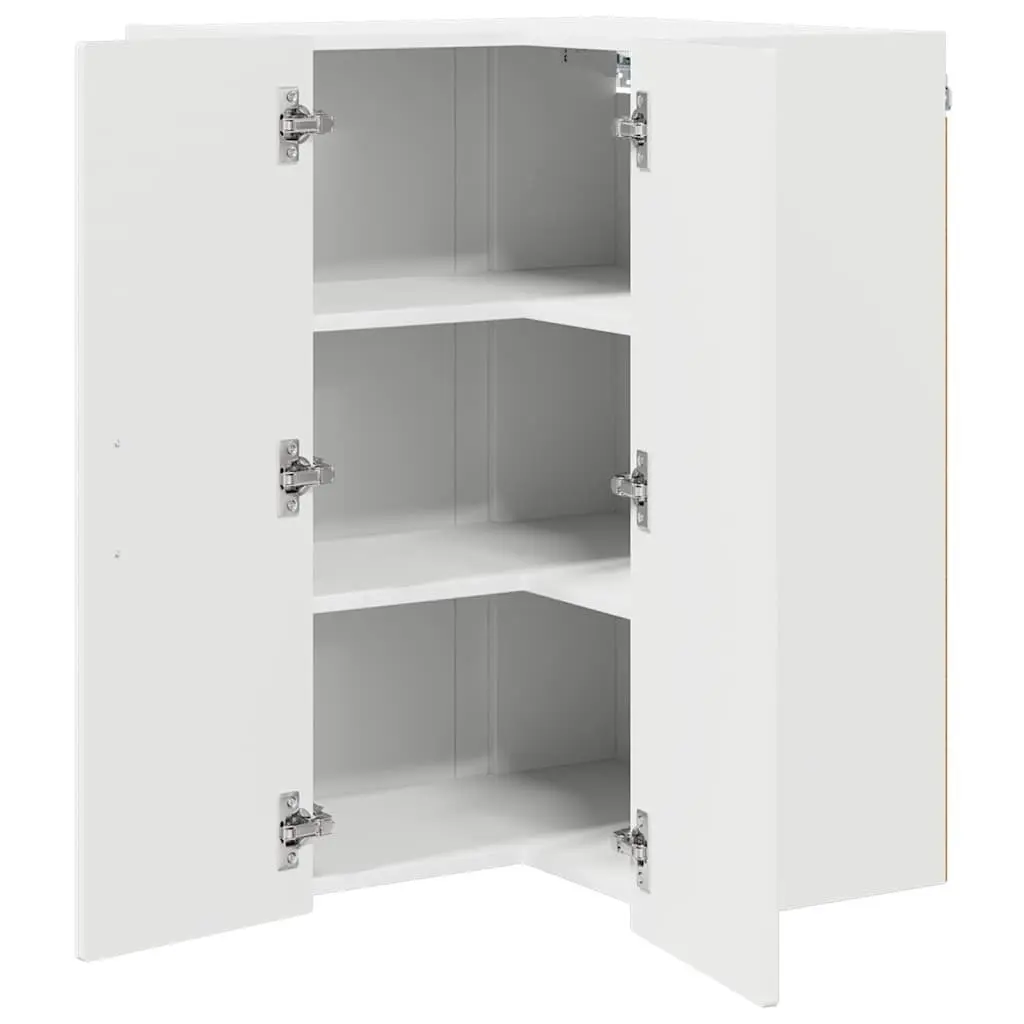 Wall Corner Cabinet High Gloss White 57 x 57 x 80 cm Kitchen Storage Cupboard