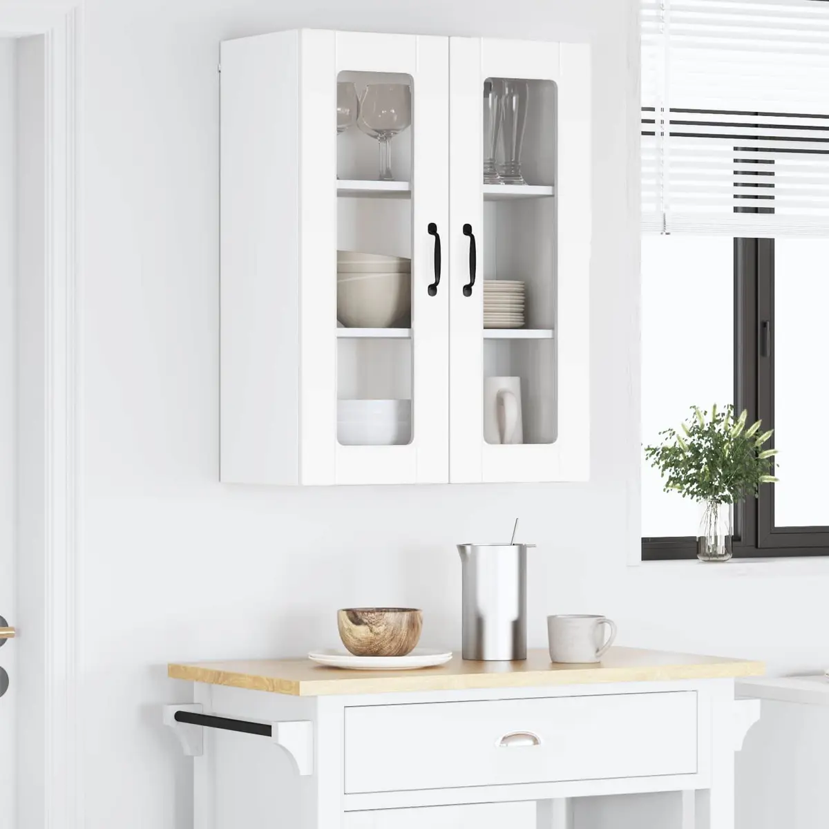 Wall-Mounted Glass Kitchen Cabinet