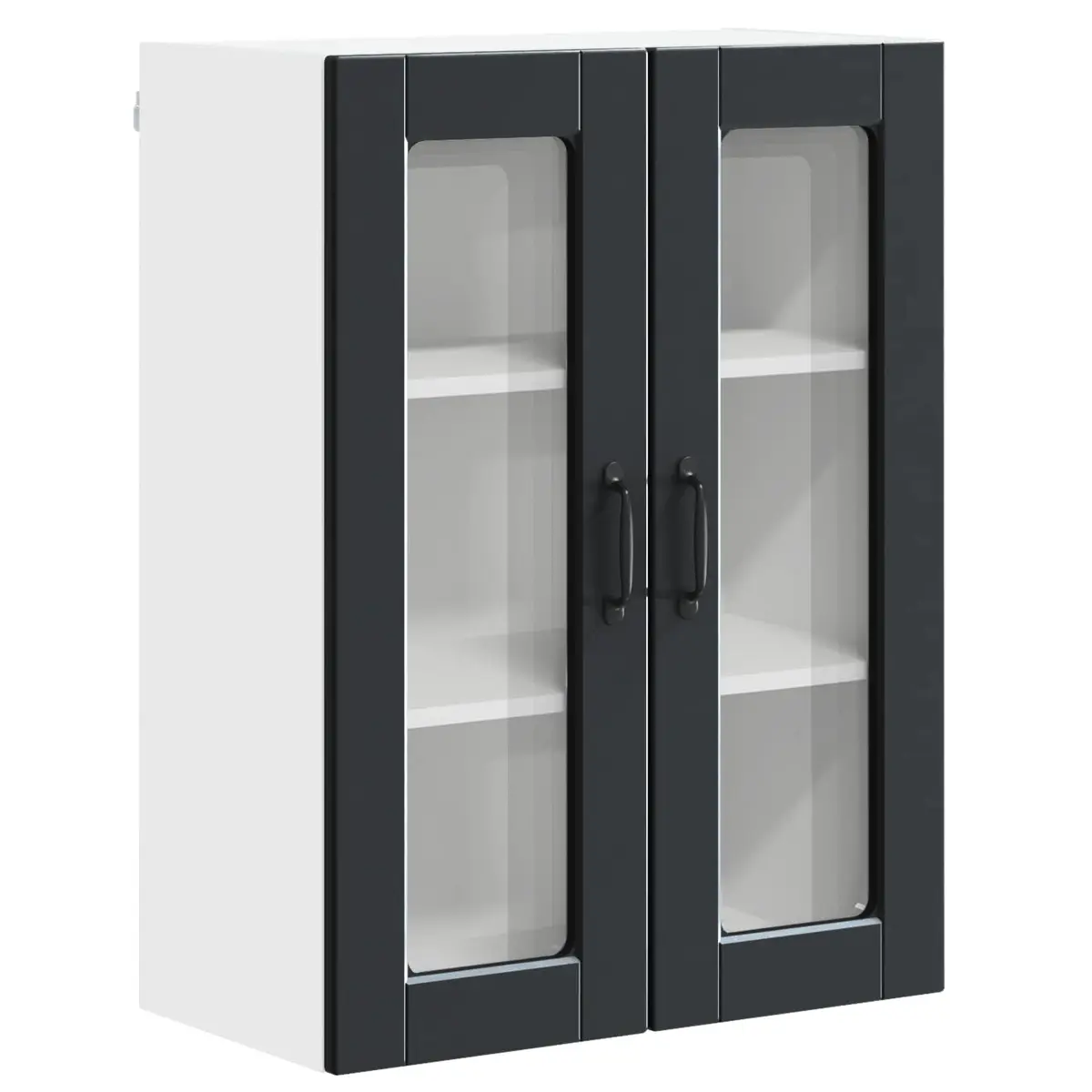 Wall Glass Cabinet Kitchen Storage Black 60x31x80cm Engineered Wood