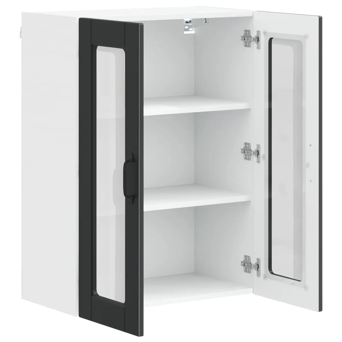 Wall Glass Cabinet Kitchen Storage Black 60x31x80cm Engineered Wood
