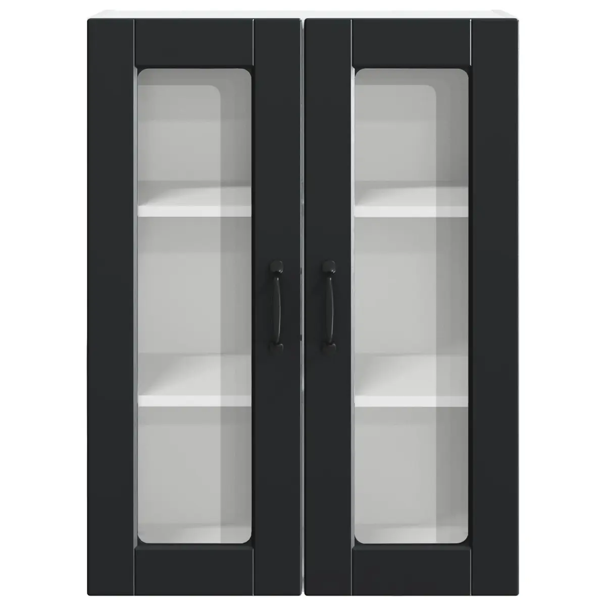 Wall Glass Cabinet Kitchen Storage Black 60x31x80cm Engineered Wood