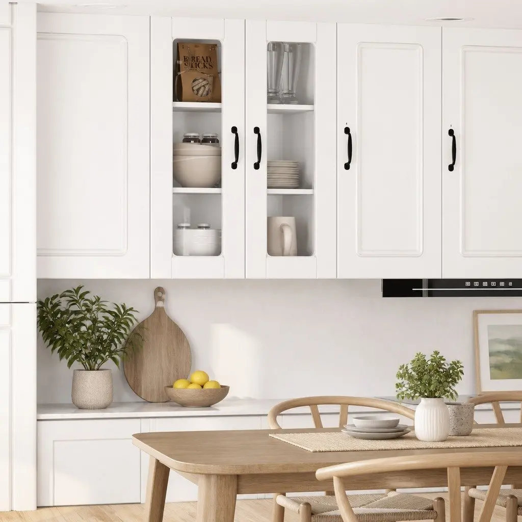 Wall Mounted Kitchen Cabinet for Indoor Use High Gloss White