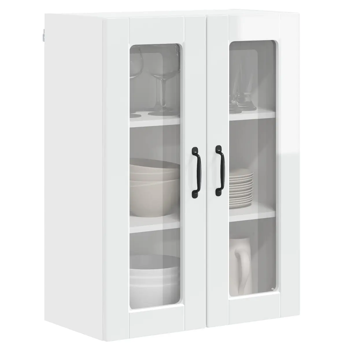 Wall Mounted Kitchen Cabinet for Indoor Use High Gloss White