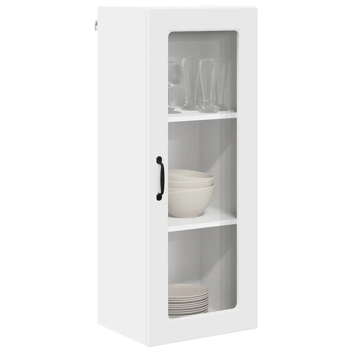 40x31x100cm White Wall-Mounted Kitchen Cabinet with Glass Elements