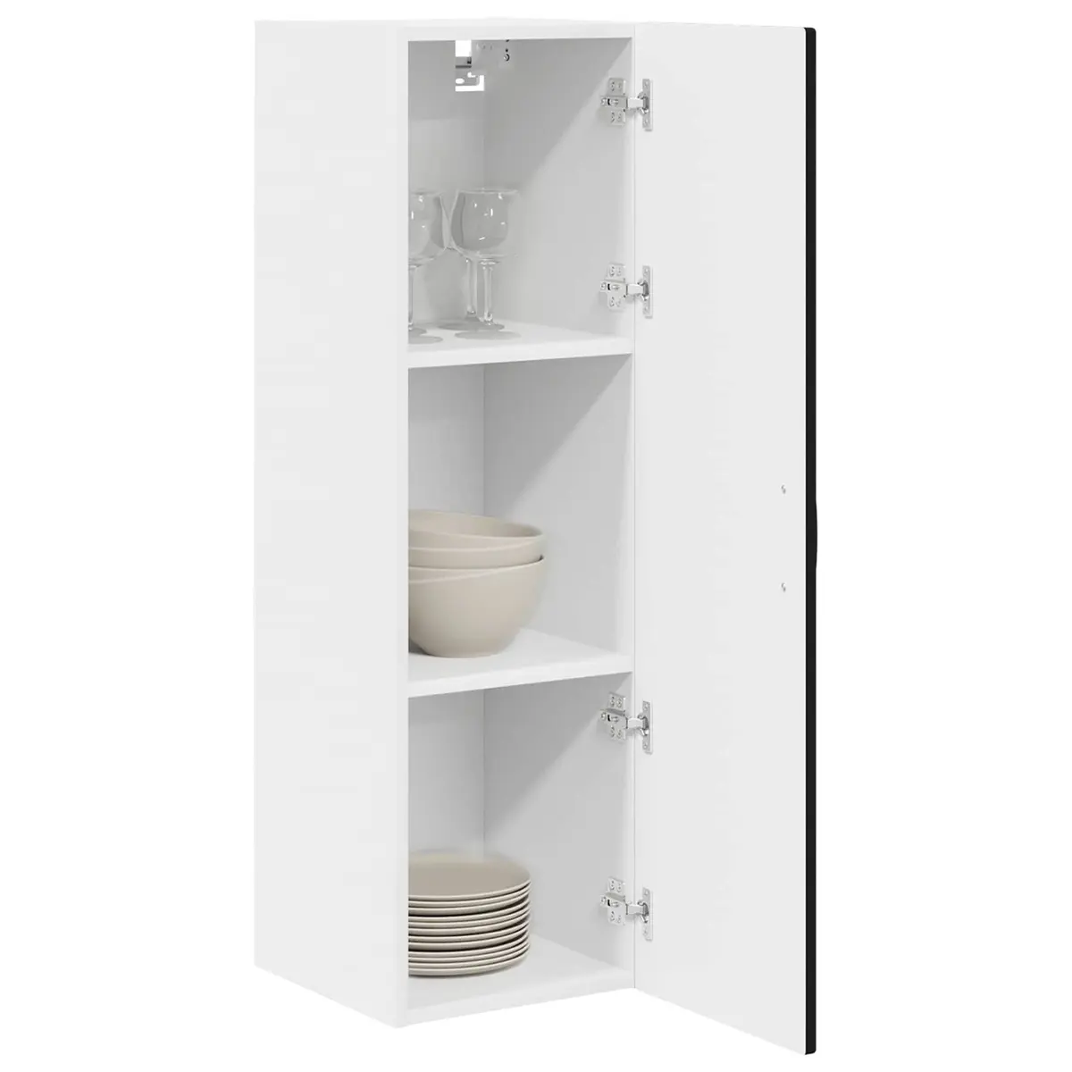 Wall Cabinet Kitchen Storage Black Engineered Wood 30x31x100cm Mounted Shelves