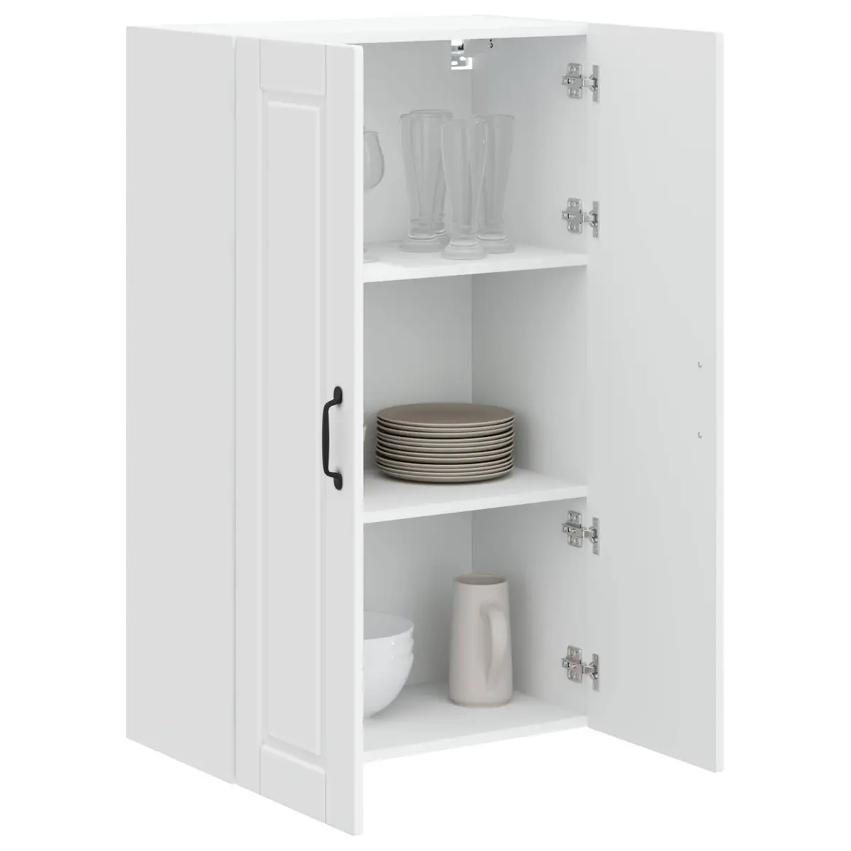 Wall Cabinet White Kitchen Storage Engineered Wood 60x31x100cm Shelves