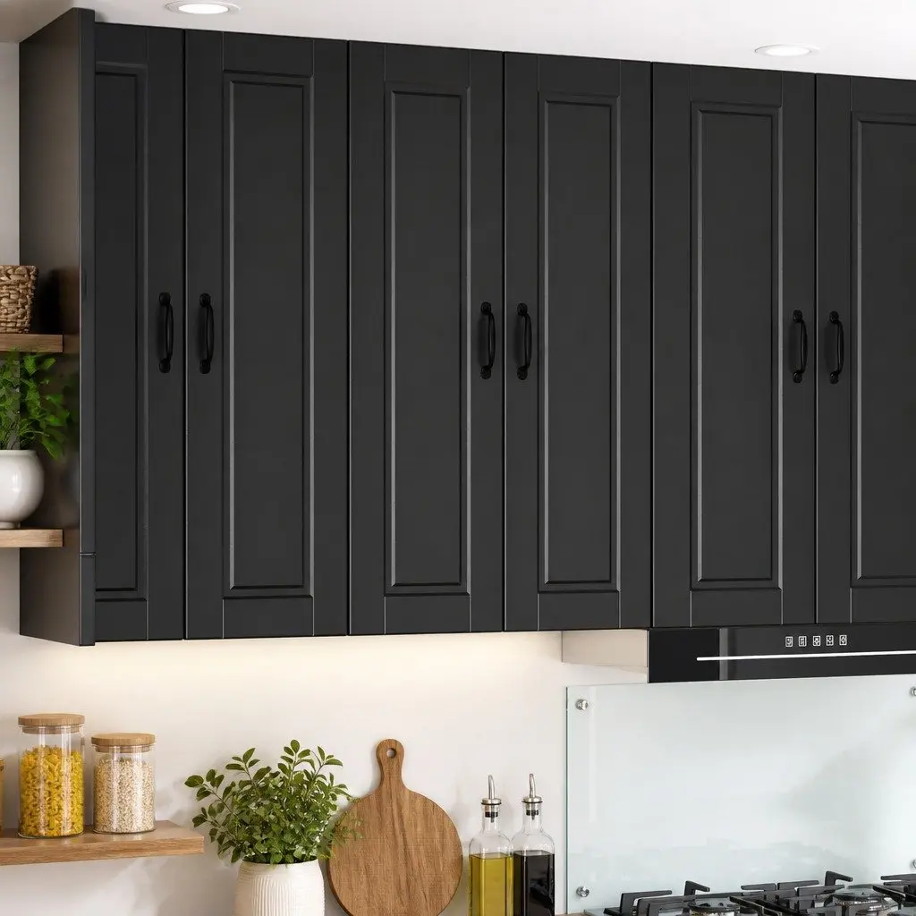 Wall Cabinet Kitchen Storage Black 60 x 31 x 100 cm Engineered Wood Wall Mounted