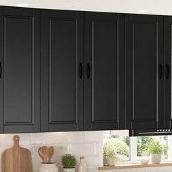 Black Engineered Wood Wall Cabinet Dimensions and Specs