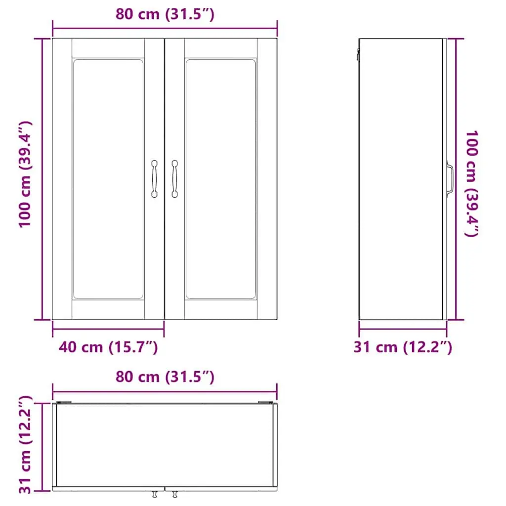 Wall-Mounted Kitchen Storage Cabinet Black 80x31x100cm