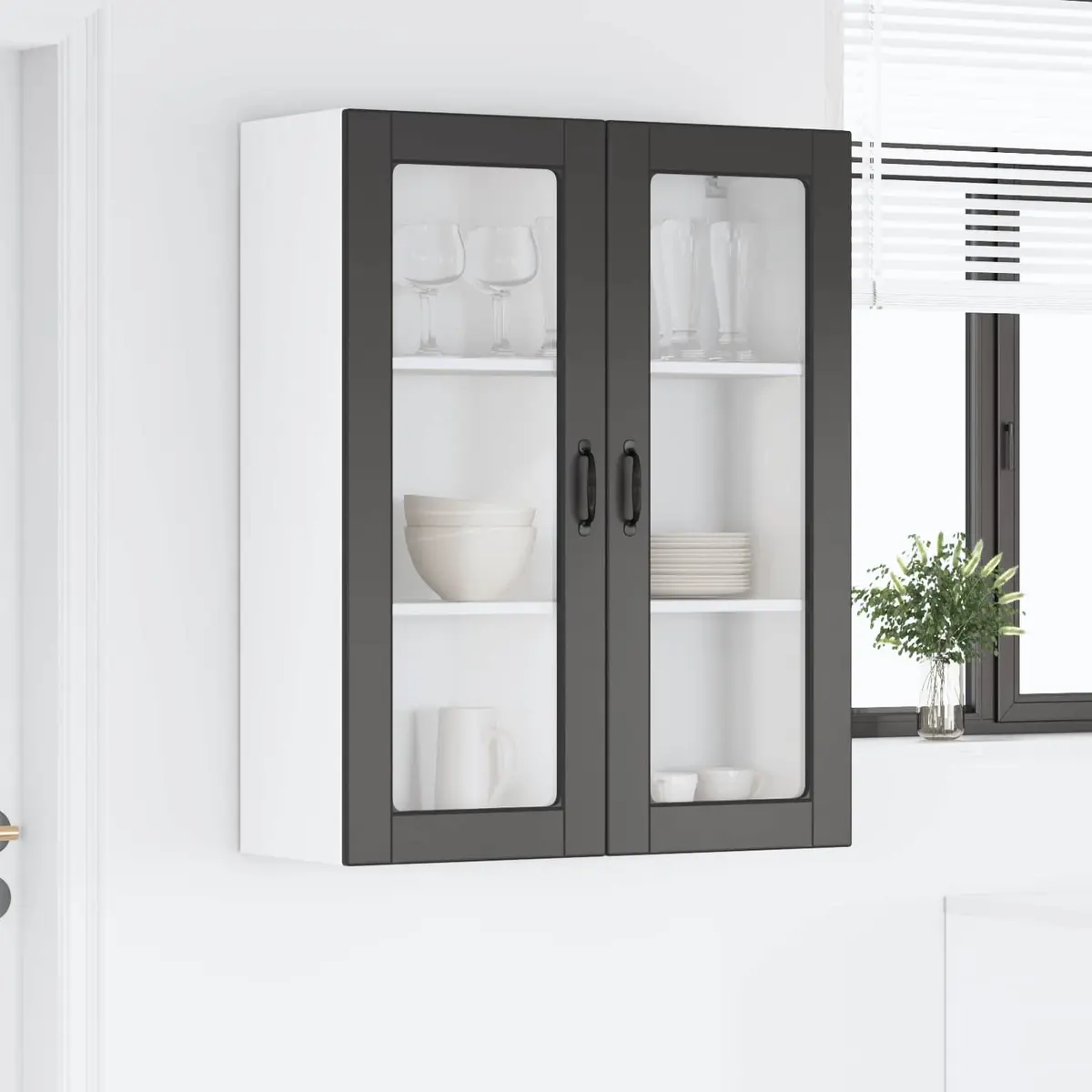 Wall-Mounted Kitchen Storage Cabinet Black 80x31x100cm