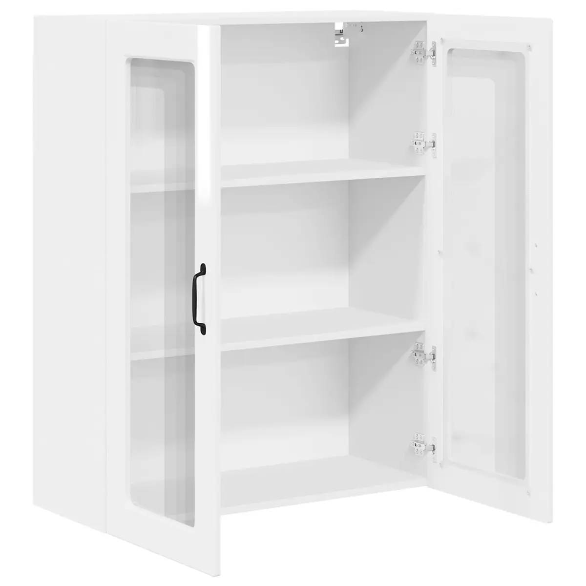 High Gloss White Wall Mounted Cabinet Modern Kitchen Storage Shelves 80x31x100cm