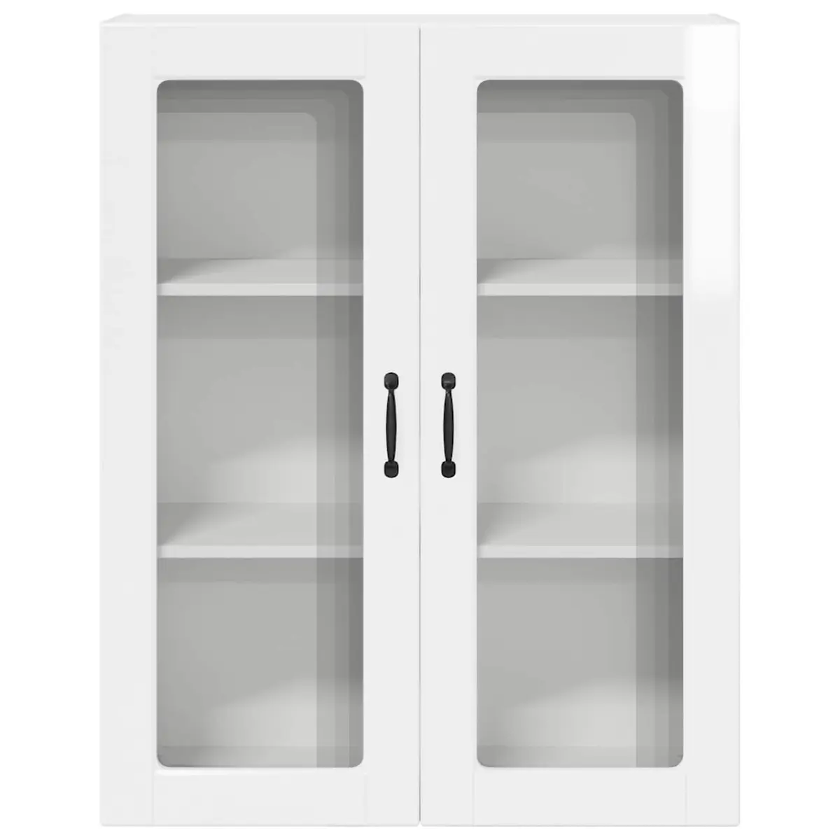 High Gloss White Wall Mounted Cabinet Modern Kitchen Storage Shelves 80x31x100cm