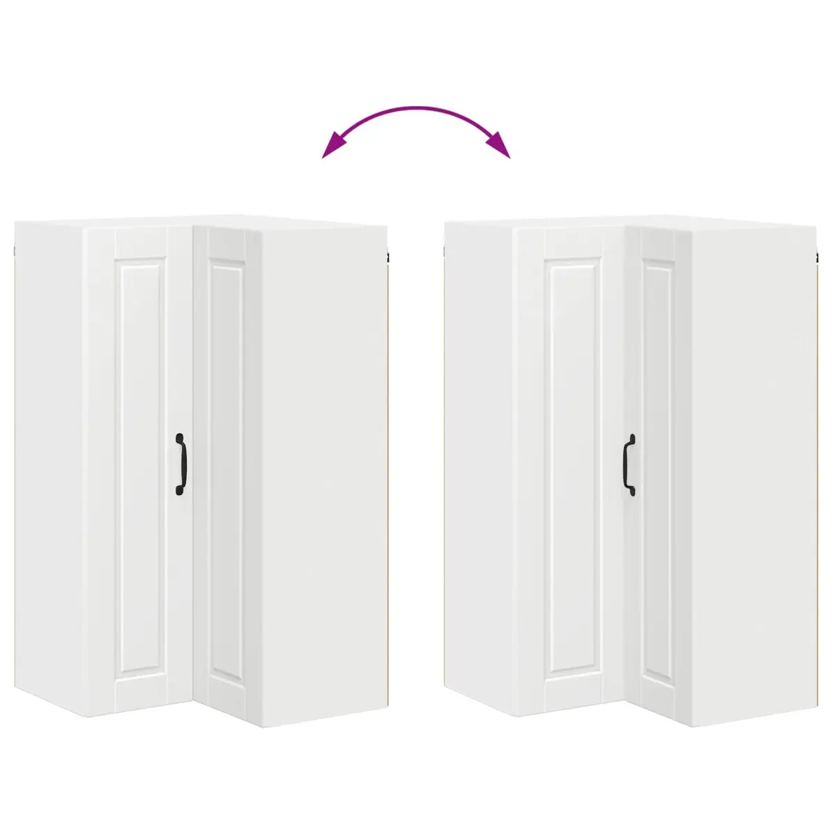 White Wall Corner Kitchen Cabinet Storage Unit 57x57x100cm