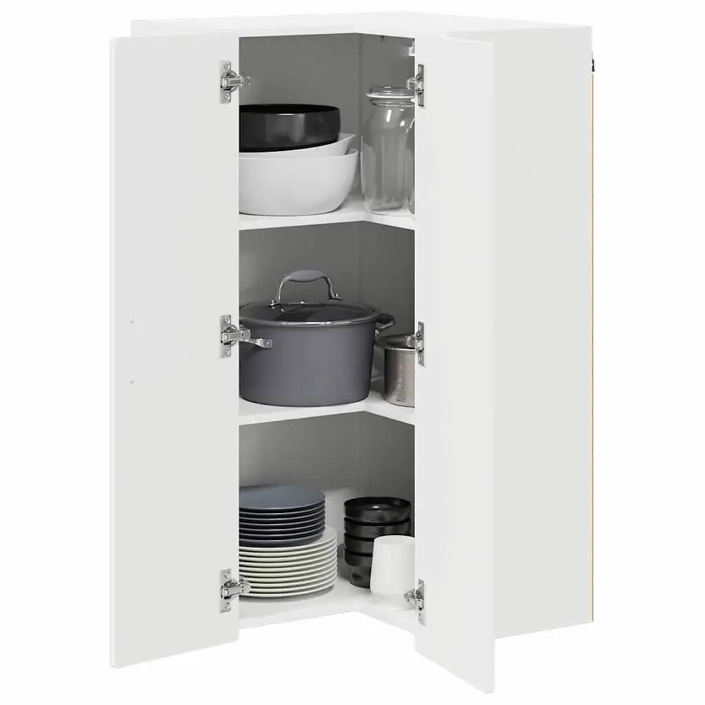 White Wall Corner Kitchen Cabinet Storage Unit 57x57x100cm
