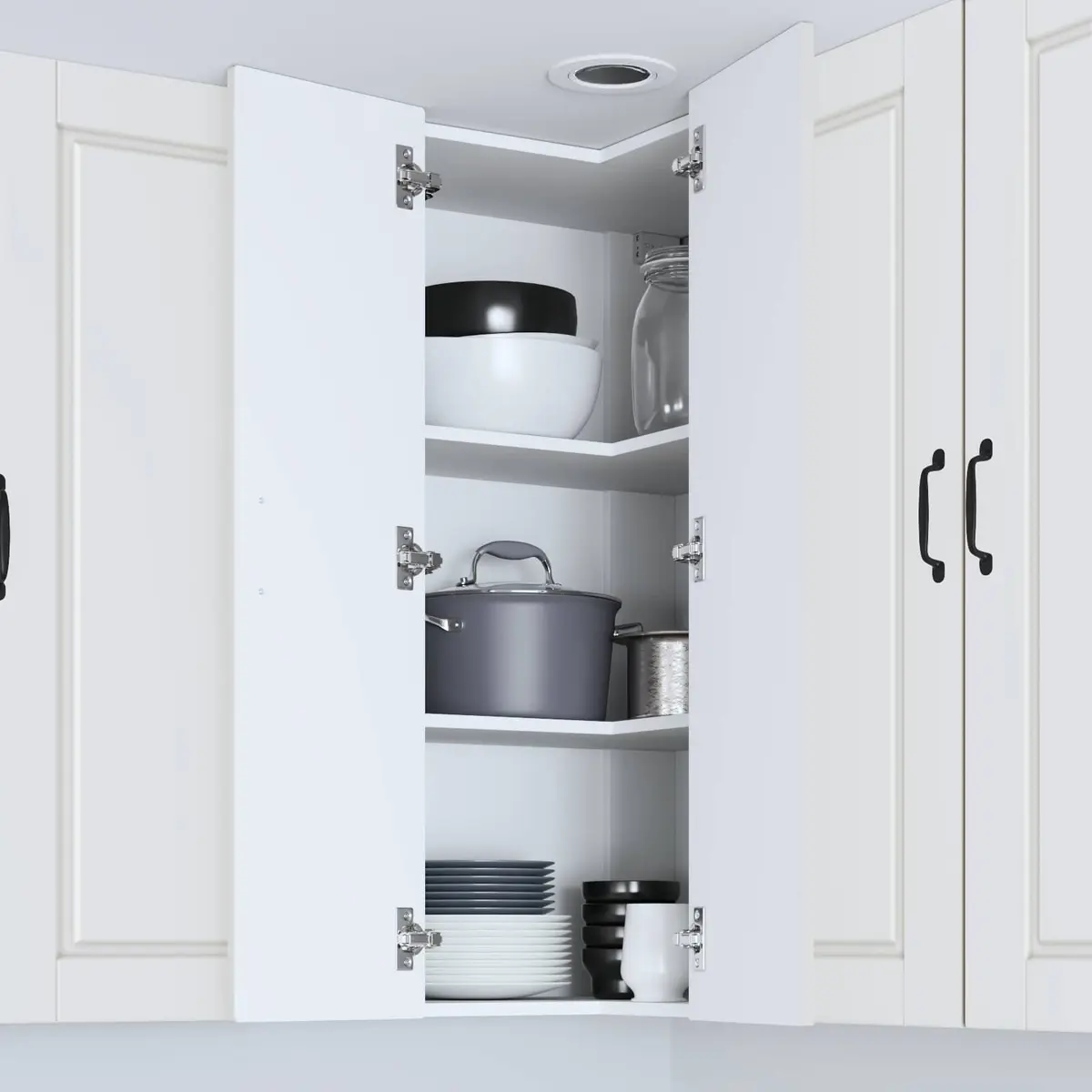 White Wall Corner Kitchen Cabinet Storage Unit 57x57x100cm
