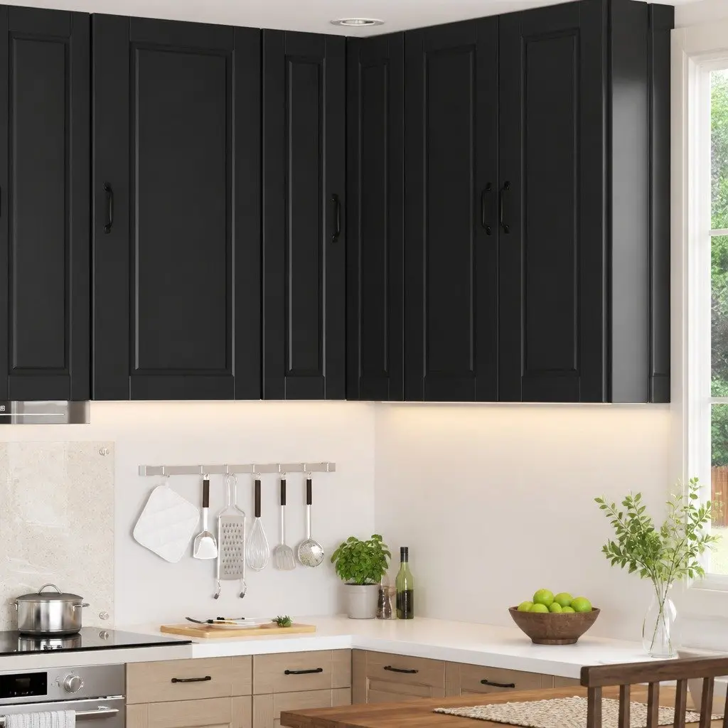 Wall Corner Kitchen Cabinet Black 57x57x100cm