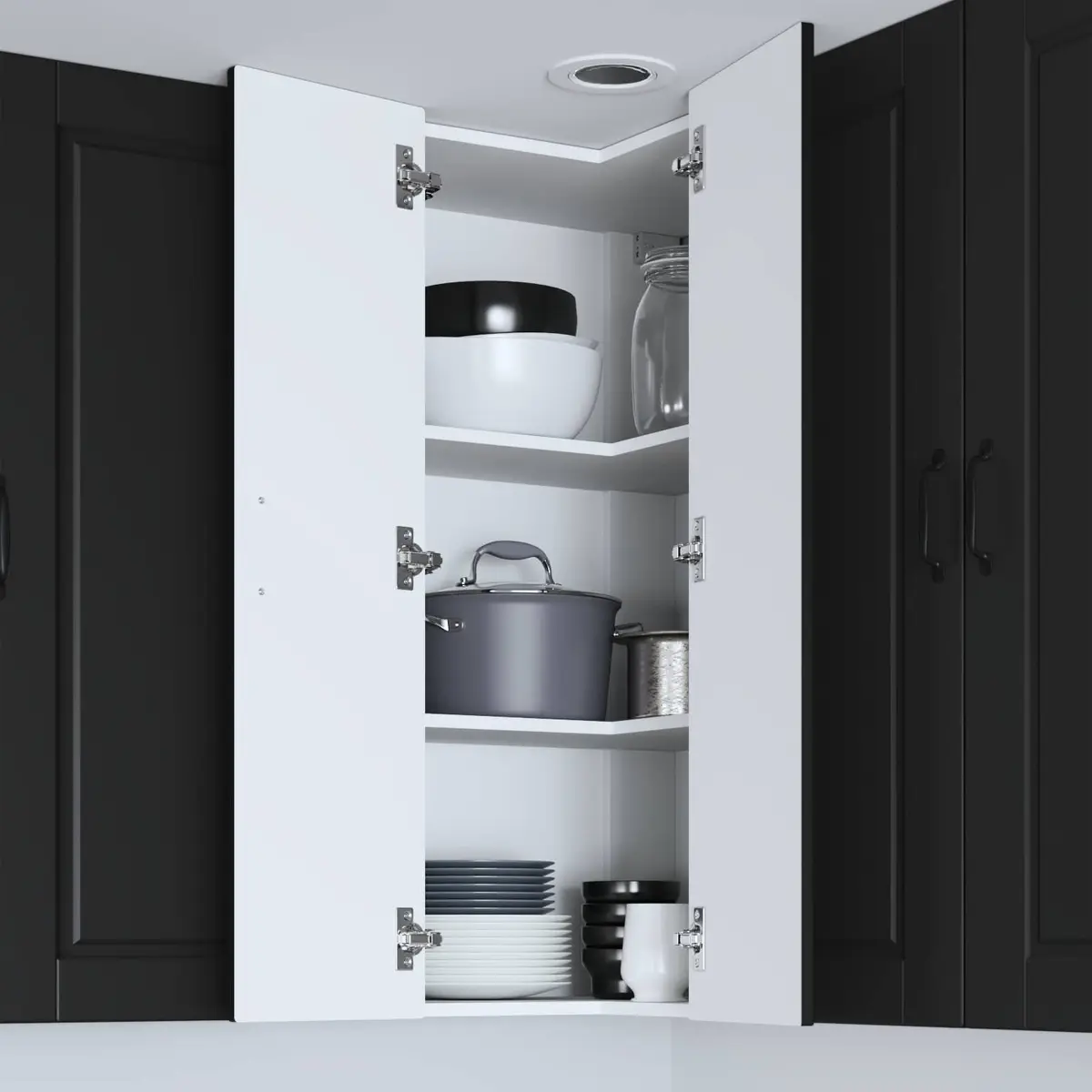 Wall Corner Kitchen Cabinet Black 57x57x100cm