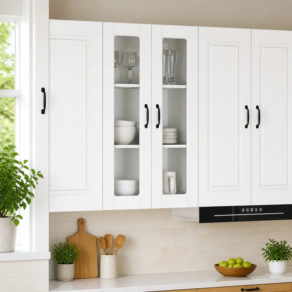 Wall Glass Kitchen Cabinet White 60x31x100cm Storage Shelves Engineered Wood
