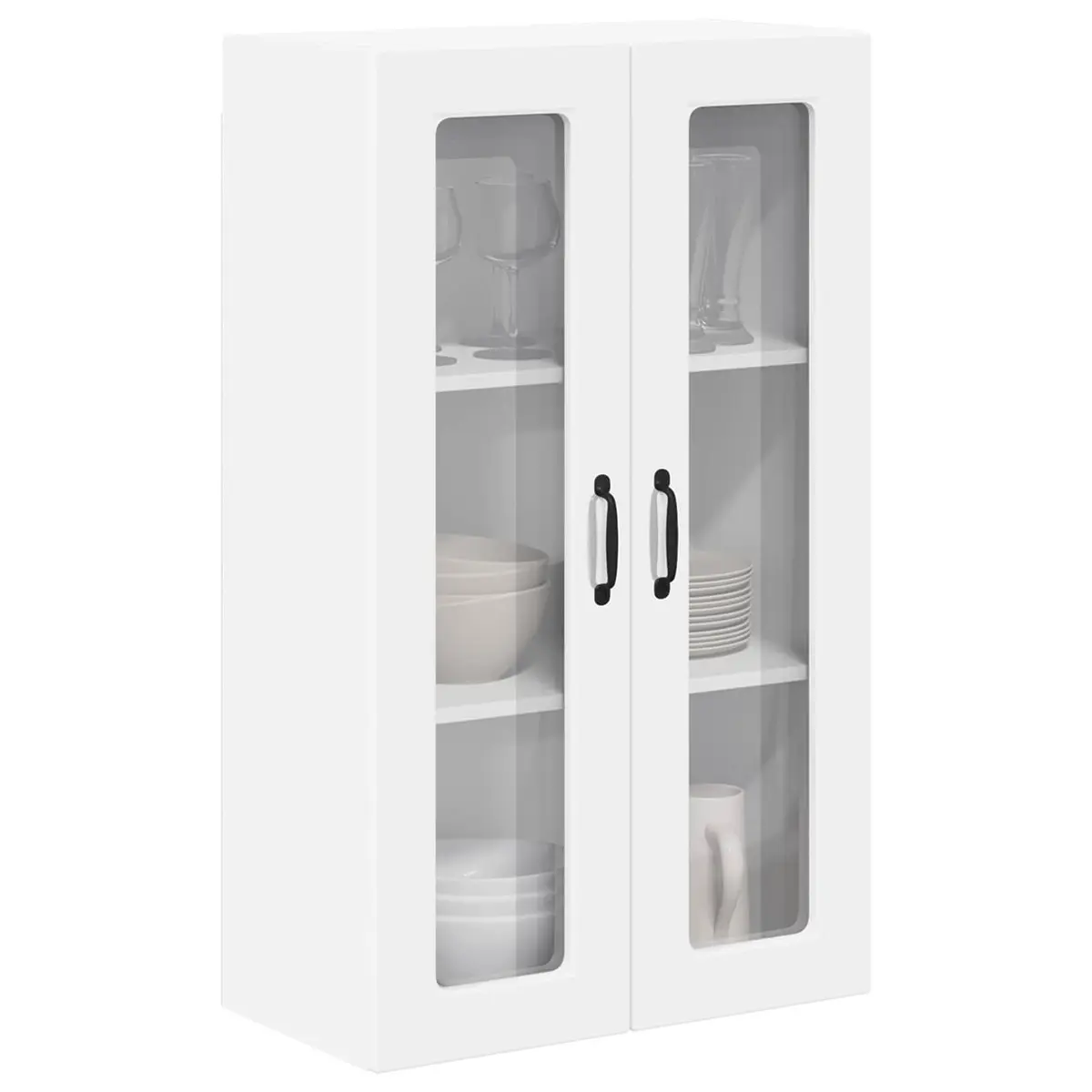 Wall Glass Kitchen Cabinet White 60x31x100cm Storage Shelves Engineered Wood