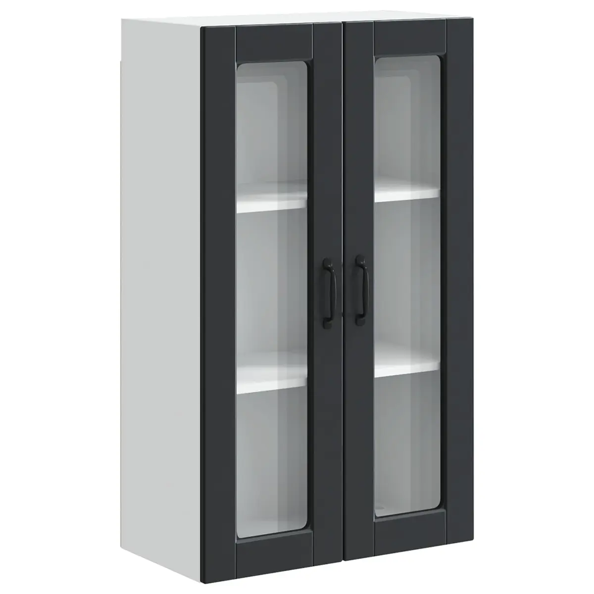 Wall-Mounted Kitchen Cabinet Black Glass 60x31x100cm Engineered Wood