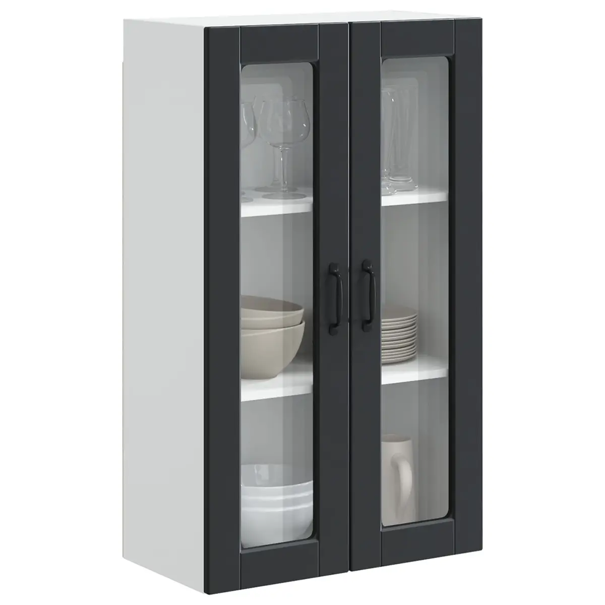 Wall-Mounted Kitchen Cabinet Black Glass 60x31x100cm Engineered Wood
